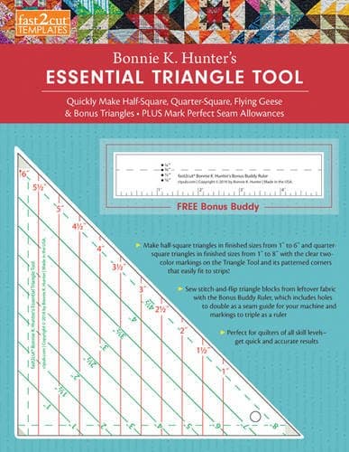 fast2cut Bonnie K. Hunter's Essential Triangle Tool: Quickly Make Half-Square, Quarter-Square, Flying Geese & Bonus Triangles - Plus Mark Perfect Seam ... - FREE Bonus Buddy Ruler (Fast2cut Templates)