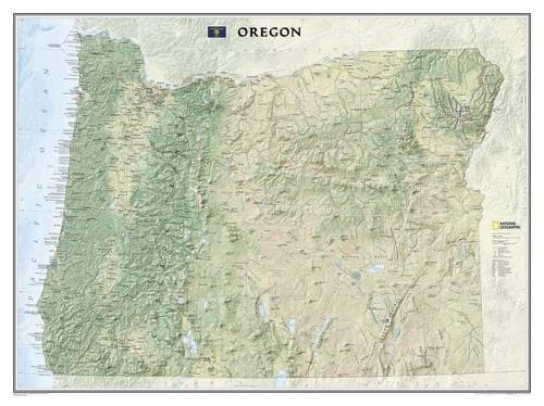 National Geographic: Oregon Wall Map (40.5 x 30.25 inches) (National Geographic Reference Map)