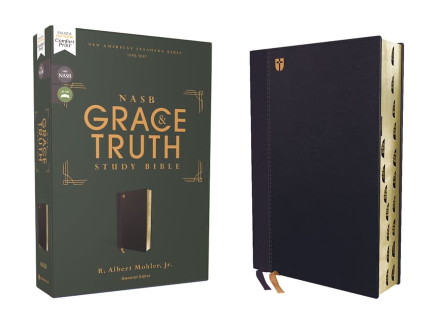Nasb, the Grace and Truth Study Bible (Trustworthy and Practical Insights), Leathersoft, Navy, Red Letter, 1995 Text, Thumb Indexed, Comfort Print