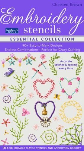 fast2markTM Embroidery Stencils - Essential Collection: 90+ Easy-to-Mark Designs - Endless Combinations • Perfect for Crazy Quilting • Accurate Stitches & Spacing Every Time